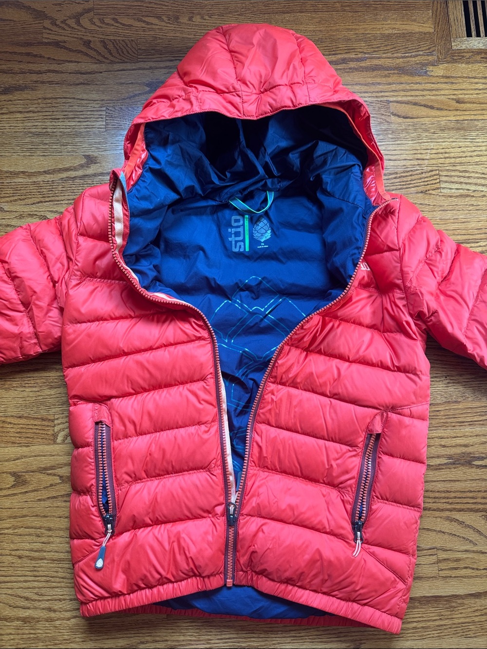 Stio Red Hooded Puffer Jacket